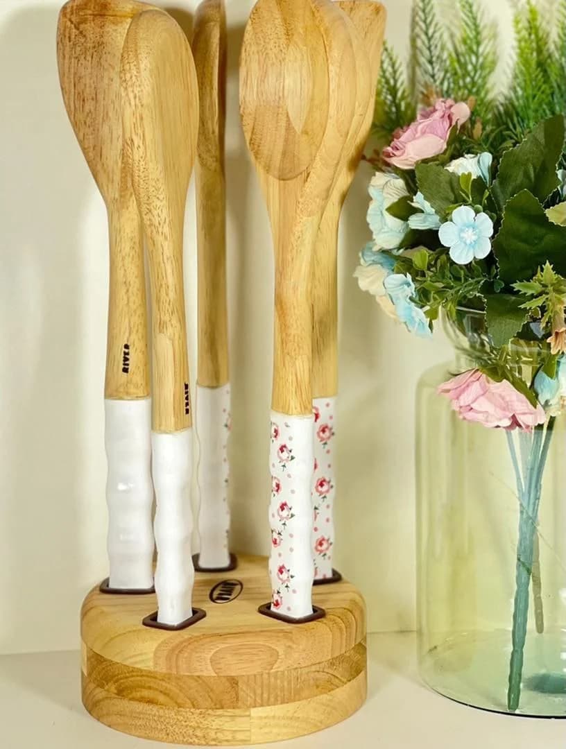 کفگیر ملاقه دسته چینی رز گل محمدی ریور کد 8437