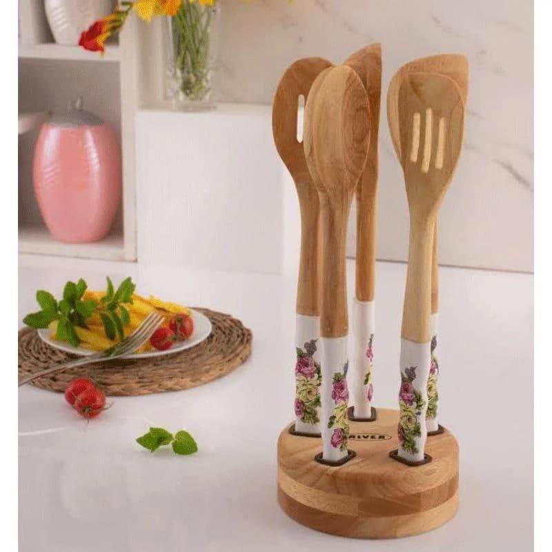 کفگیر ملاقه دسته چینی رز زرد ریور کد 8436