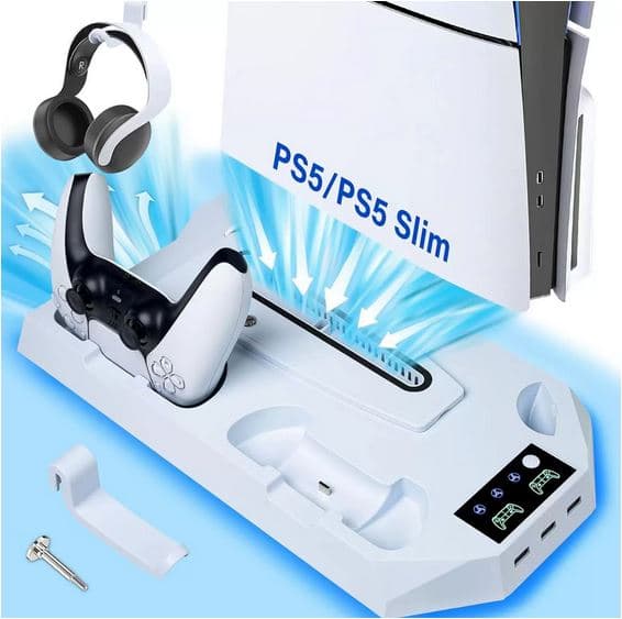 پایه خنککننده چندکاره PS5 Slim/PRO همراه با داک شارژ دستهها