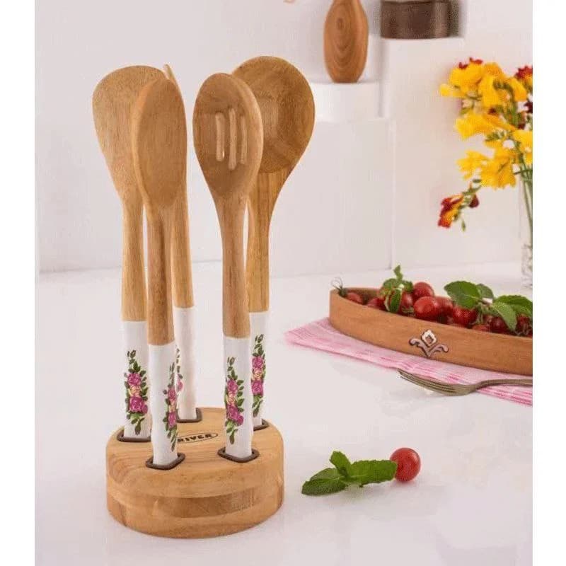 کفگیر ملاقه دسته چینی رز قرمز ریور کد 8435