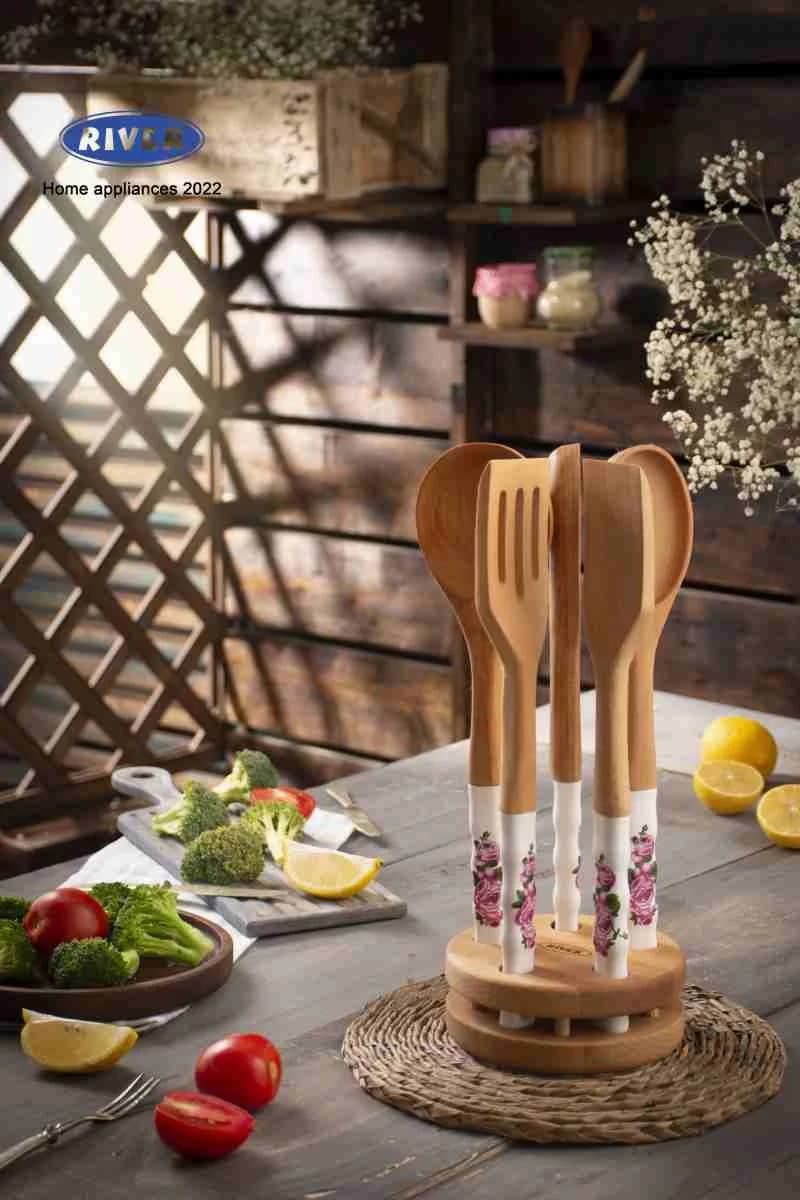 کفگیر ملاقه دسته چینی رز صورتی ریور کد 8434