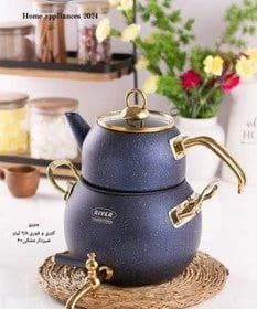 کتری قوری 2/8لیتر و قوری 1لیتر شیر دار طلایی ریور کد 5865