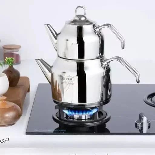 کتری قوری استیل لوله دار 3لیتر دسته استیل ریور کد 2169