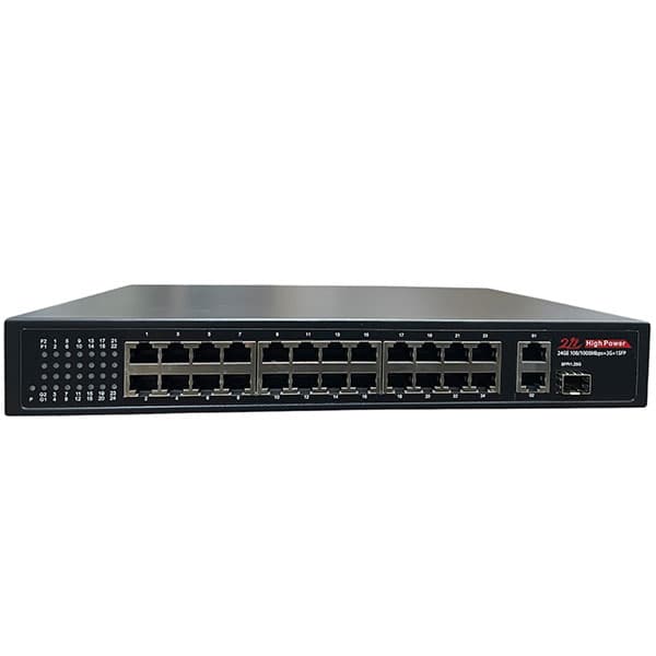سوئیچ 27 پورت 100 PoE با 2 پورت uplink + فیبر1 برند298