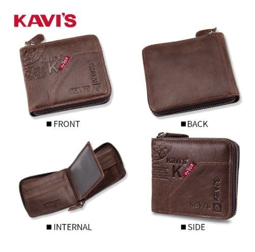 کیف پول مردانه چرمی دو لت KAVIS
