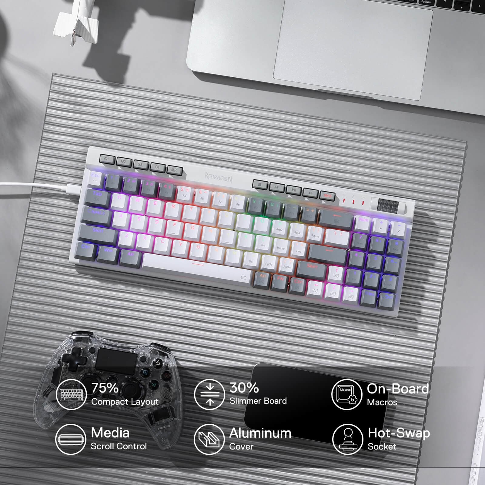 کیبورد مخصوص بازی ردراگون مدل K655 MAGIC WAND SE RGB RED SWITCH — تصویر ۷
