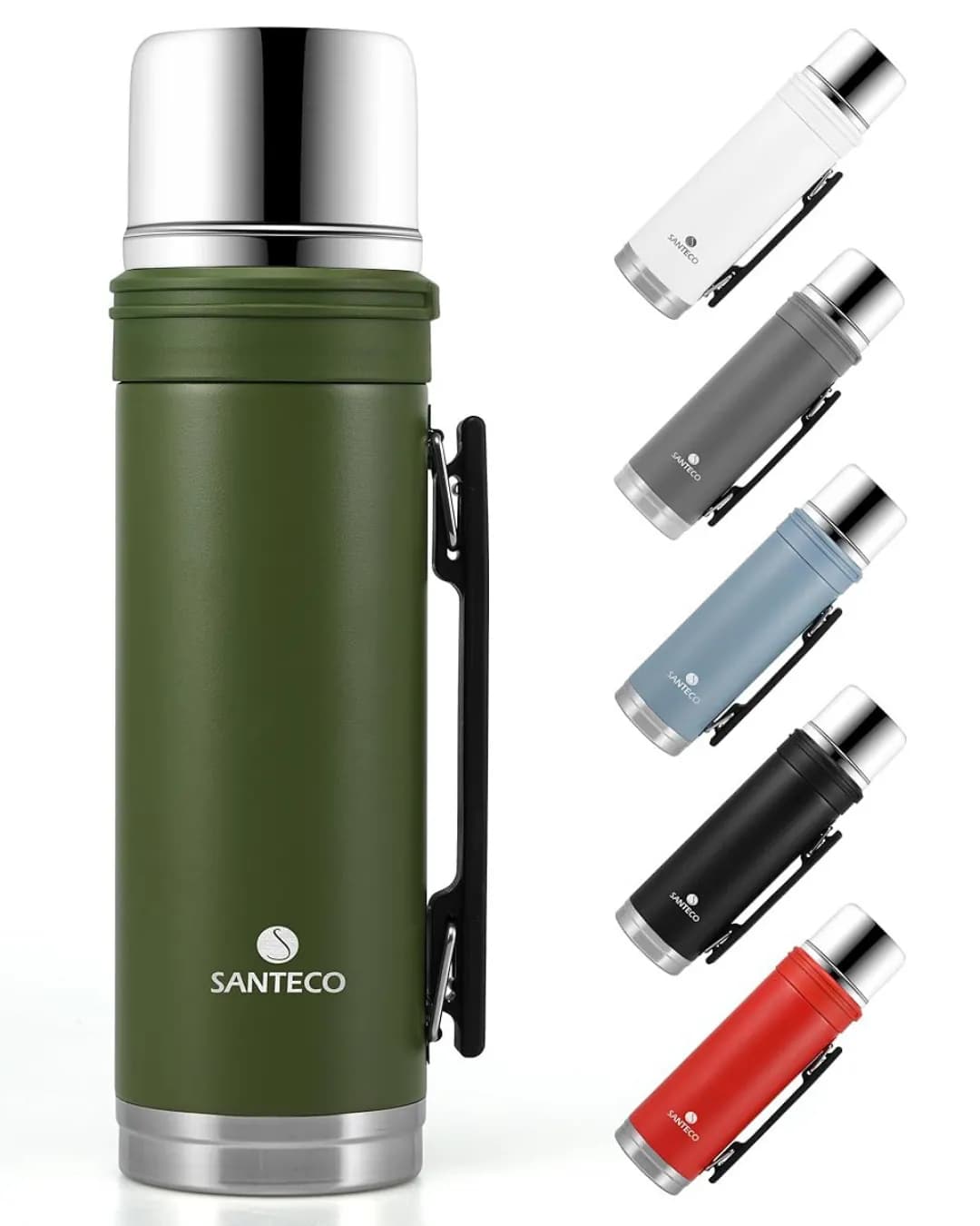 فلاسک استیل سانتکو مدل Santeco ASPEN، یک لیتری، ضد نشت، دوجداره، حفظ دما 24 ساعته — تصویر ۳