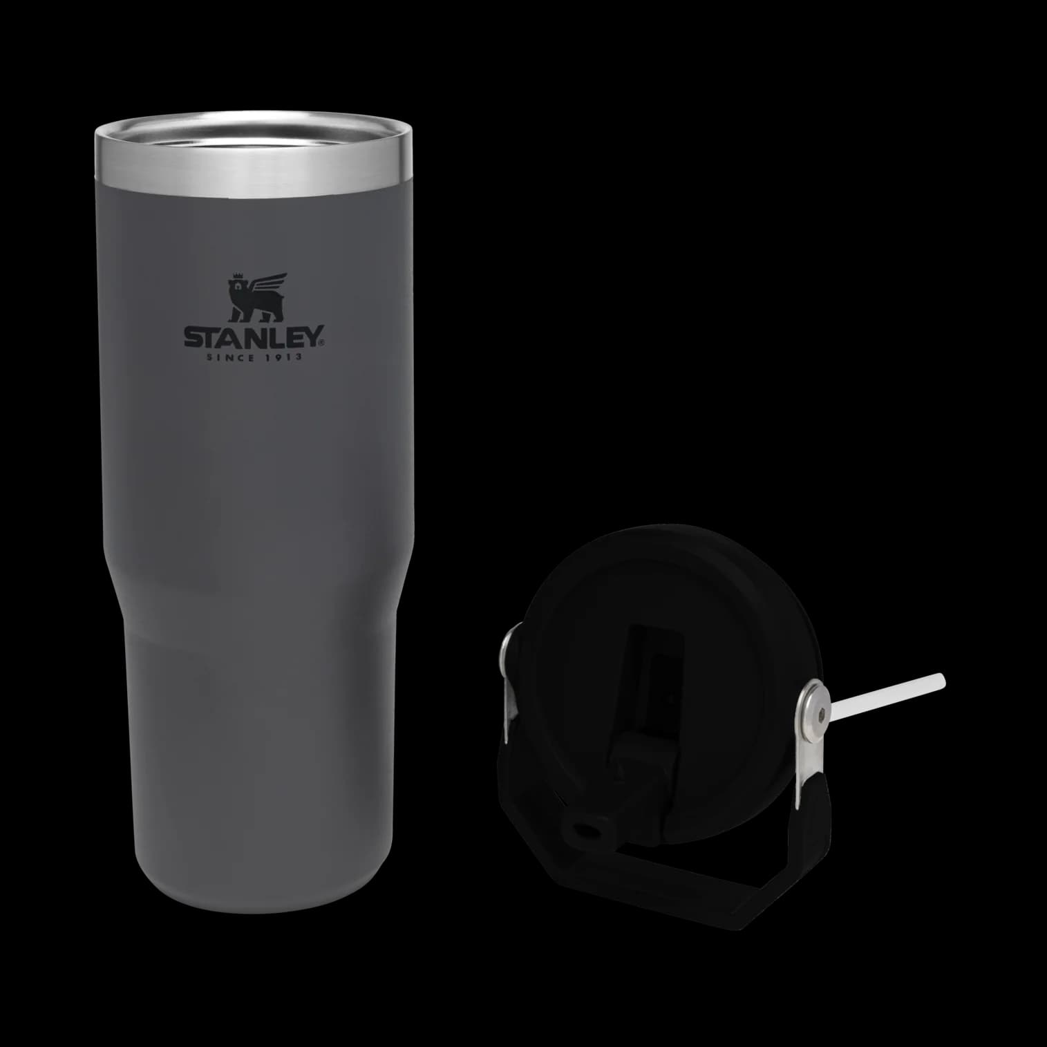 قمقمه استنلی مدل آیس‌فلو فلیپ استرا Stanley IceFlow Flip Straw، ظرفیت 0.88 لیتر، استیل ضد زنگ، عایق دوجداره و طراحی ضد نشت رنگ طوسی — تصویر ۳