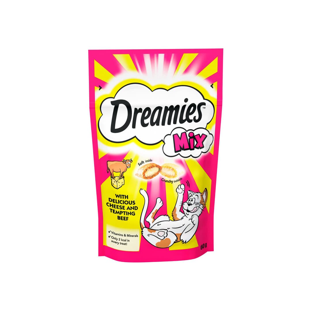 تشویقی دریمیز گربه طعم گوشت گاو و پنیر dreamies cat treats