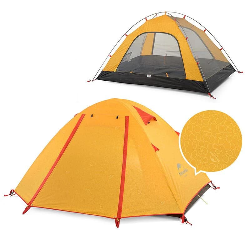 چادر نیچرهایک 3 نفره مدل Naturehike NH18Z033-P، ضد آب 210T پلی‌استر، میله‌های آلومینیومی 7001، توری B3 تنفسی، کف 150D اکسل، وزن سبک و لوازم جانبی کامل — تصویر ۴