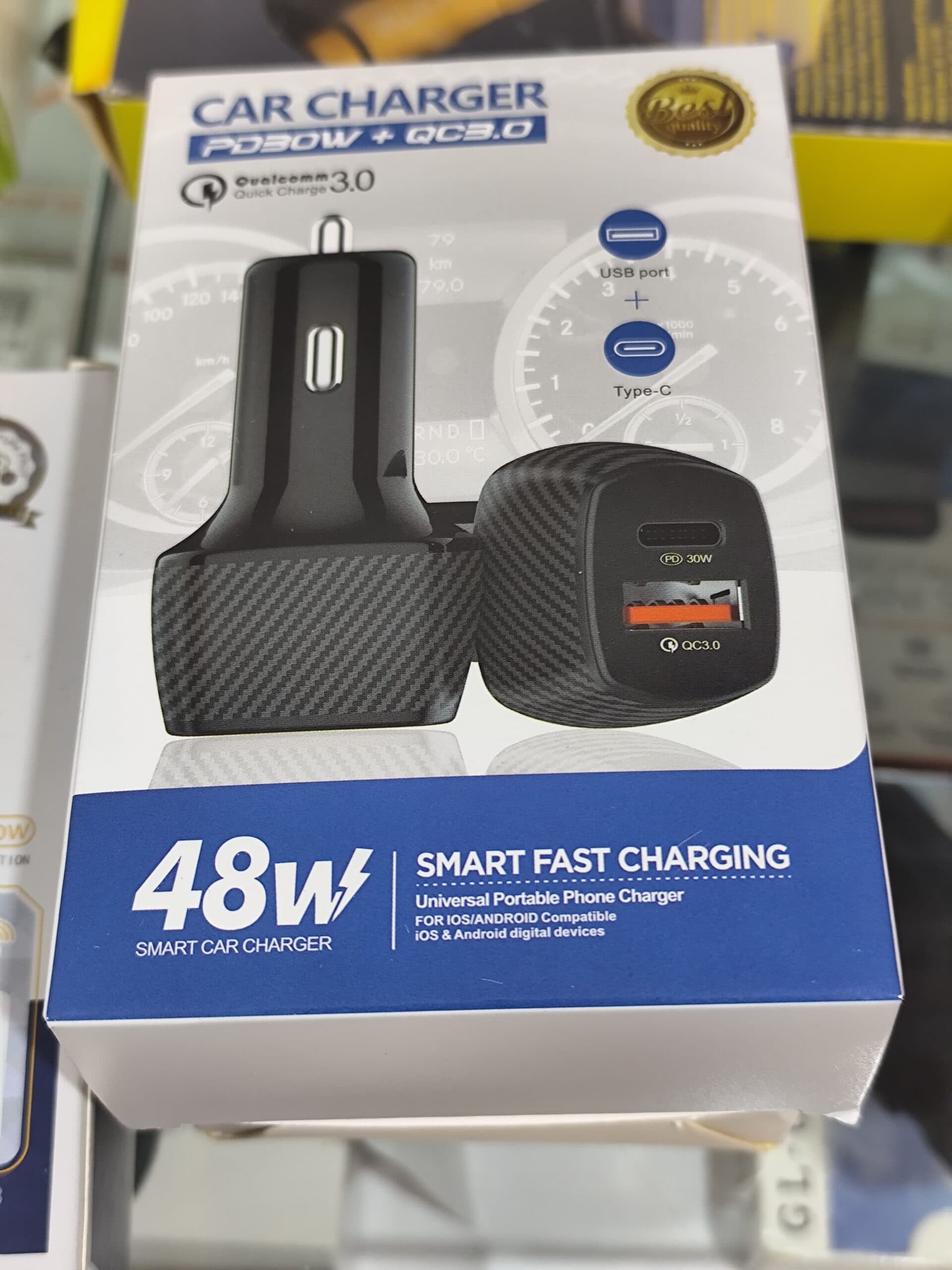 شارژر فندکی خودرو 48W مدل PDBOW+QC3.0