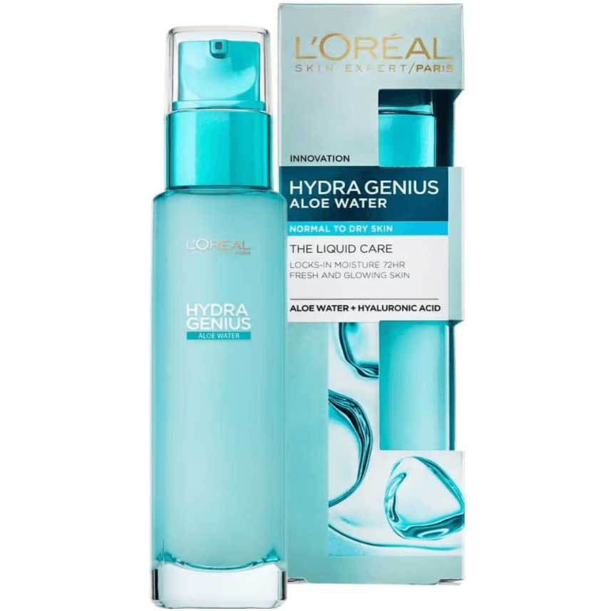 سرم آبرسان پوست نرمال و خشک آب آلوئه ورا لورال LOreal Hydra Genius Aloe Water حجم 70 میلی لیتر