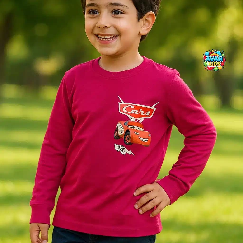 بلوز بچه گانه طرح ماشینها کد 4132 — تصویر ۳