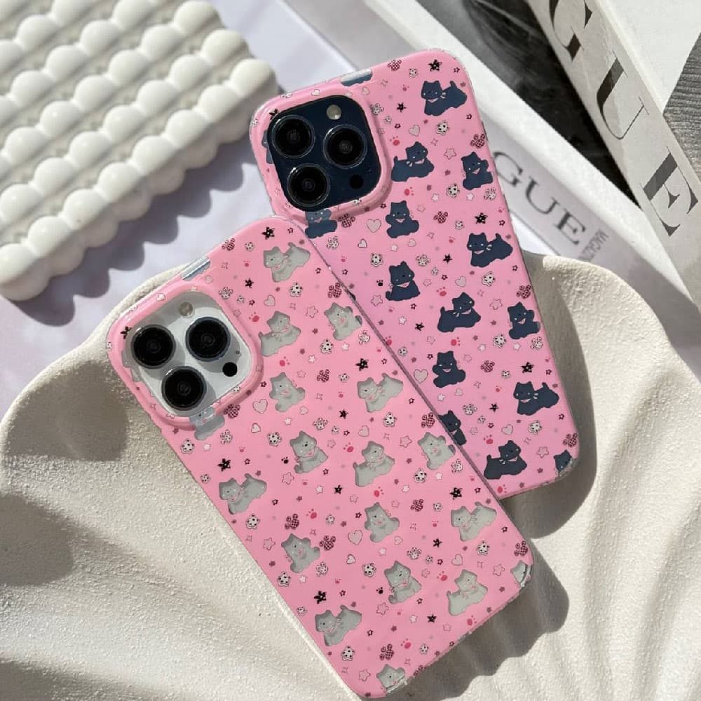 قاب سگ های كيوت شفاف با زمينه صورتی کد loop مناسب برای گوشی موبایل اپل آیفون Apple iPhone 13 / 13 Pro / 13 Pro Max / 14 / 14 Pro Max / 15 Pro Max / 16 / 16 Pro / 16 Pro Max — تصویر ۵