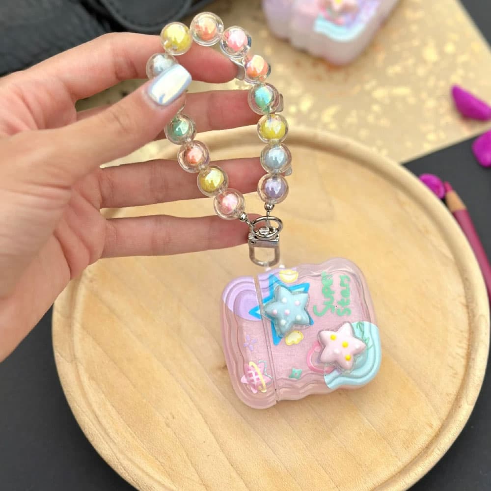 کاور ایرپاد ستاره ای به همراه آویز کد loop مناسب برای اپل ایرپاد Apple AirPods 1 / 2 / Pro — تصویر ۳