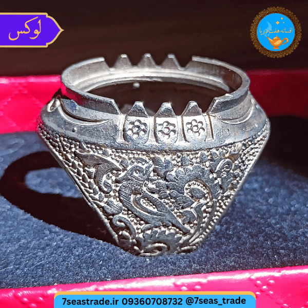رکاب فاخر دست ساز نگین نقره عیار ۹۲۵ مدل «گل و بلبل» — تصویر ۴
