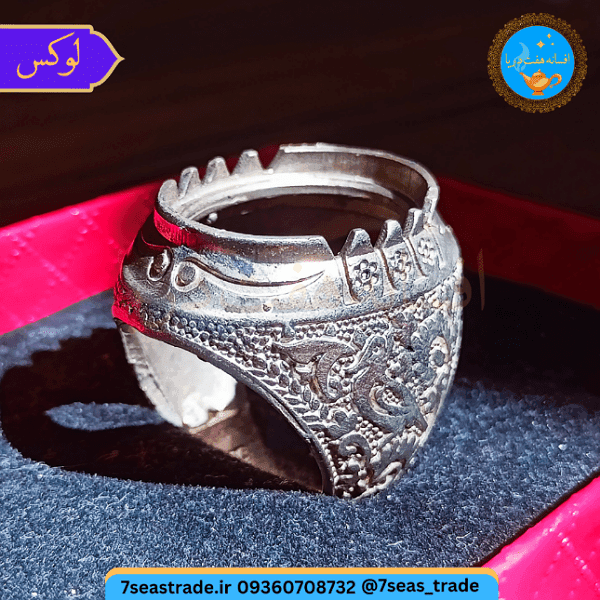 رکاب فاخر دست ساز نگین نقره عیار ۹۲۵ مدل «گل و بلبل»
