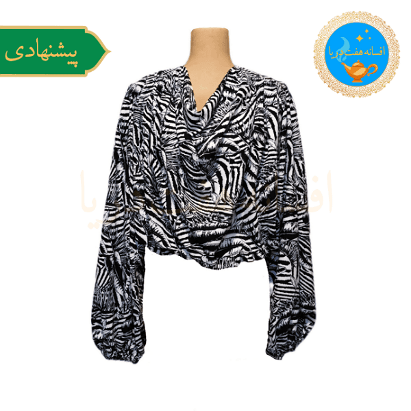 بلوز شومیز زنانه ساتن وارداتی ترکیه مدل zebra