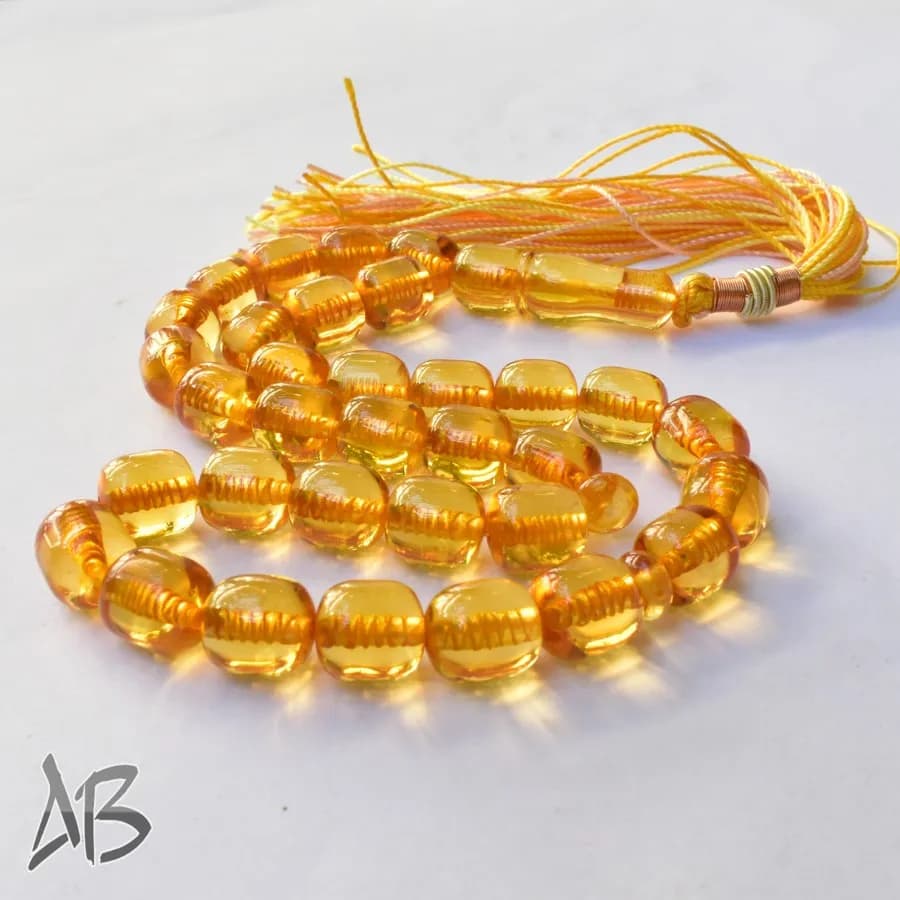 تسبیح سندلوس بودار 33 دانه اصل کد 1103 بودار استوانه ای لبه گرد تراش طرح قدیم آقابزرگ — تصویر ۷