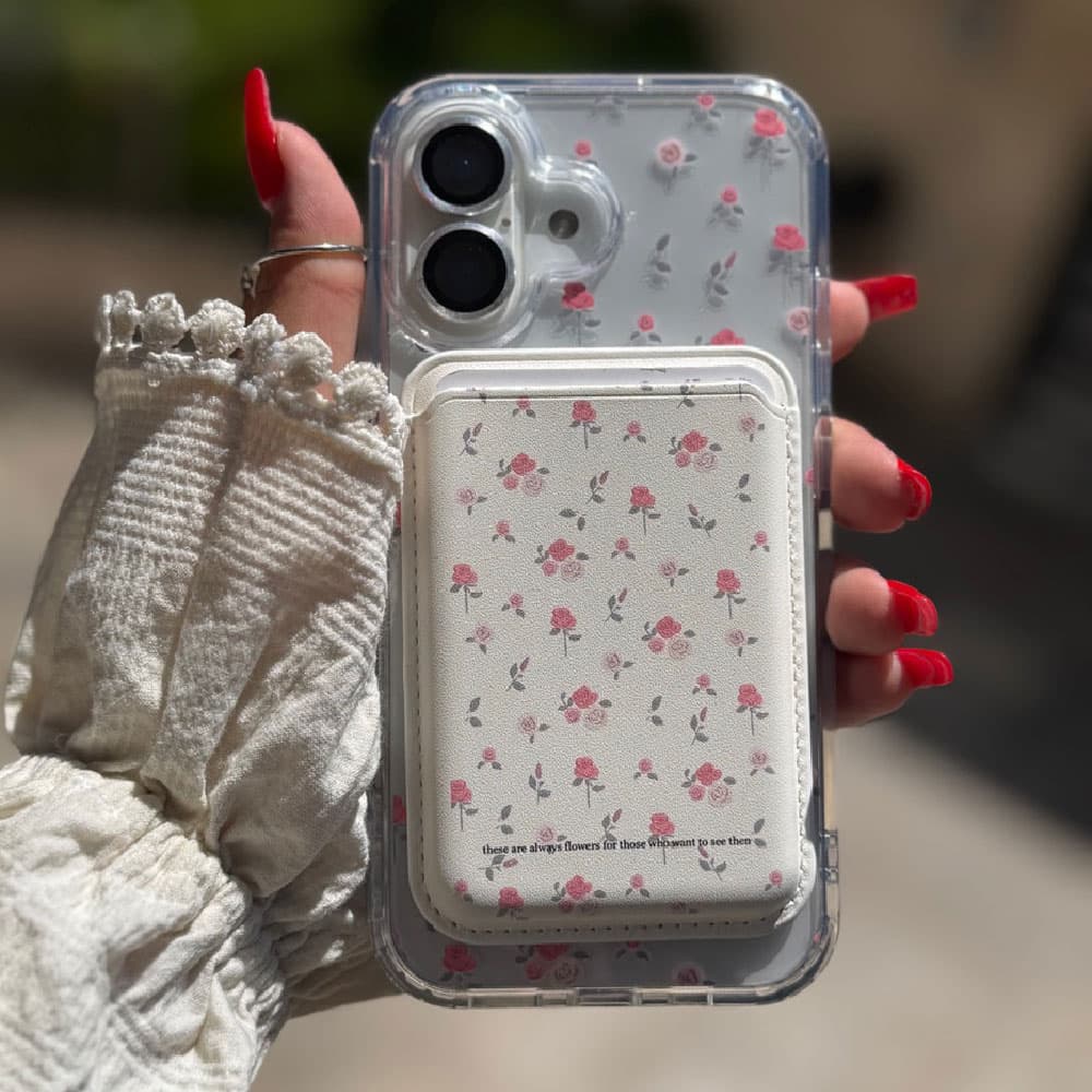 قاب گل رز همراه با ولت مگ سیف مناسب برای گوشی موبایل آیفون Apple iPhone 13 / 13 Pro / 13 Pro Max / 14 Pro / 14 Pro Max / 15 / 15 Pro / 15 Pro Max / 16 / 16 Pro / 16 Pro Max / 17 / 17 Pro / 17 Pro Max — تصویر ۳