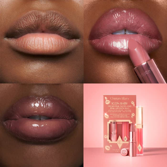 پک جذاب لیپ گلاس و رژلب شارلوت تیلبری NIB Charlotte Tilbury Icon Baby Fresh Pink Gloss & Pink Lipstick Duo — تصویر ۶