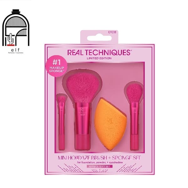 ست براش و اسفنج مینی ریل تکنیکس اورجینال – Real Techniques Mini Holidaze Brush + Sponge Set Original