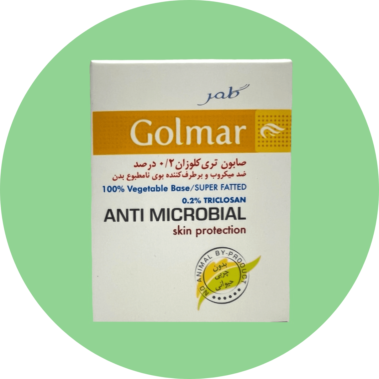صابون گیاهی آنتی باکتریال 2% گلمر 100 گرم/Golmar Irgasan 0.2% Anti Bacterial Soap 100 g