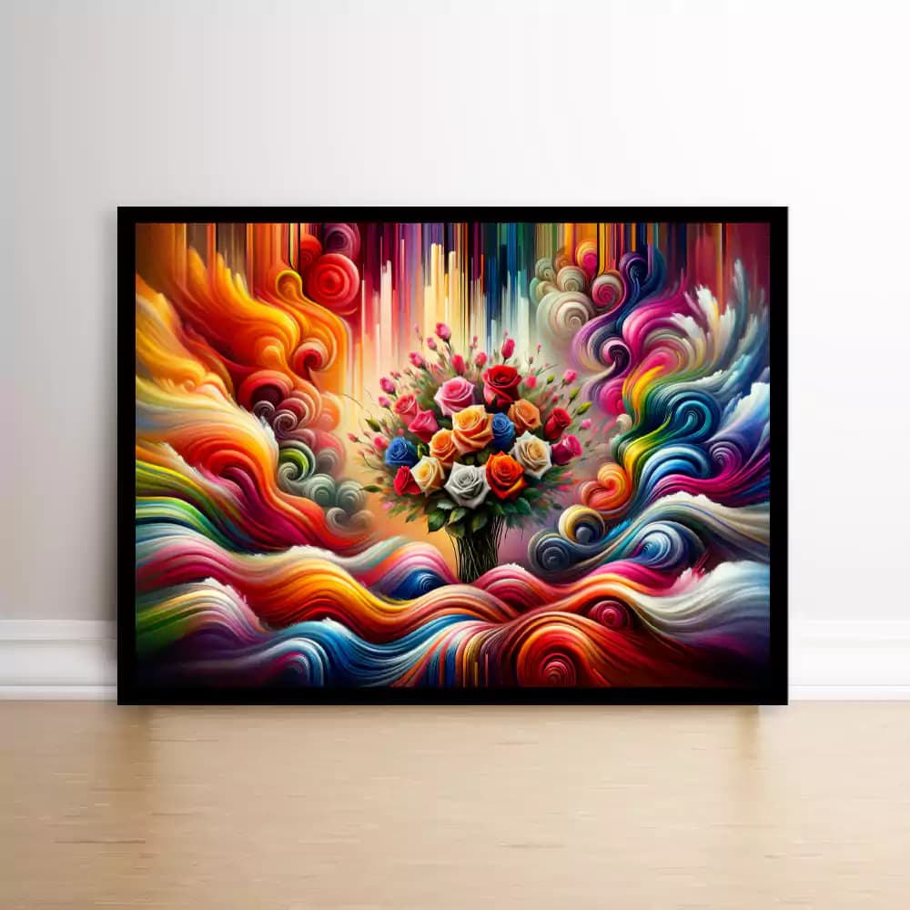 تابلو دسته گل رز انتزاعی