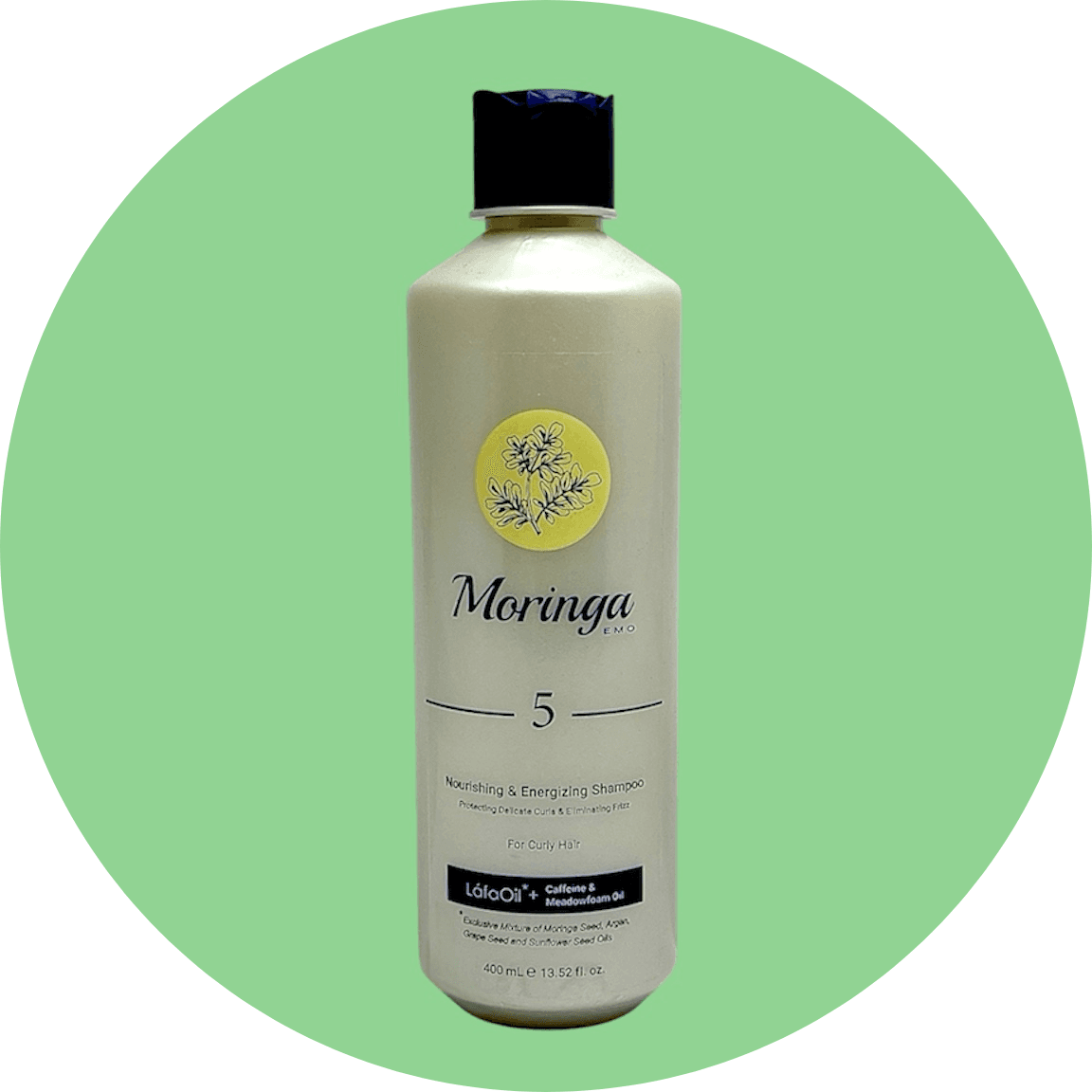 شامپو مغذی و انرژی‌بخش شماره 5 مورینگا امو مناسب موهای فر حجم 400 میل/Nourishing and Energizing Shampoo No. 5 Moringa Emo for Curly Hair