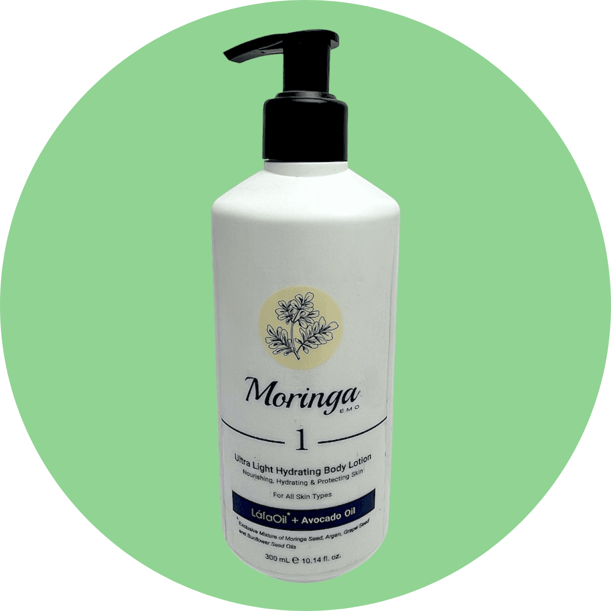 لوسیون بدن فوق سبک و آبرسان شماره 1 مورینگا امو مناسب انواع پوست حجم 300 میل/Moringa Ultra Light Hydrating Body Lotion No1