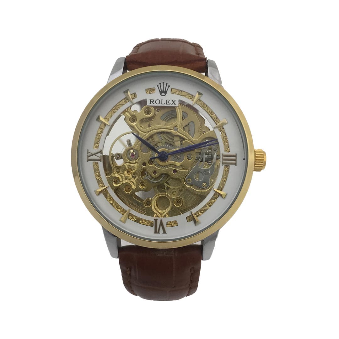 ساعت مچی مردانه رولکس اتومات مدل ROLEX-SkilJP11 بند چرمی