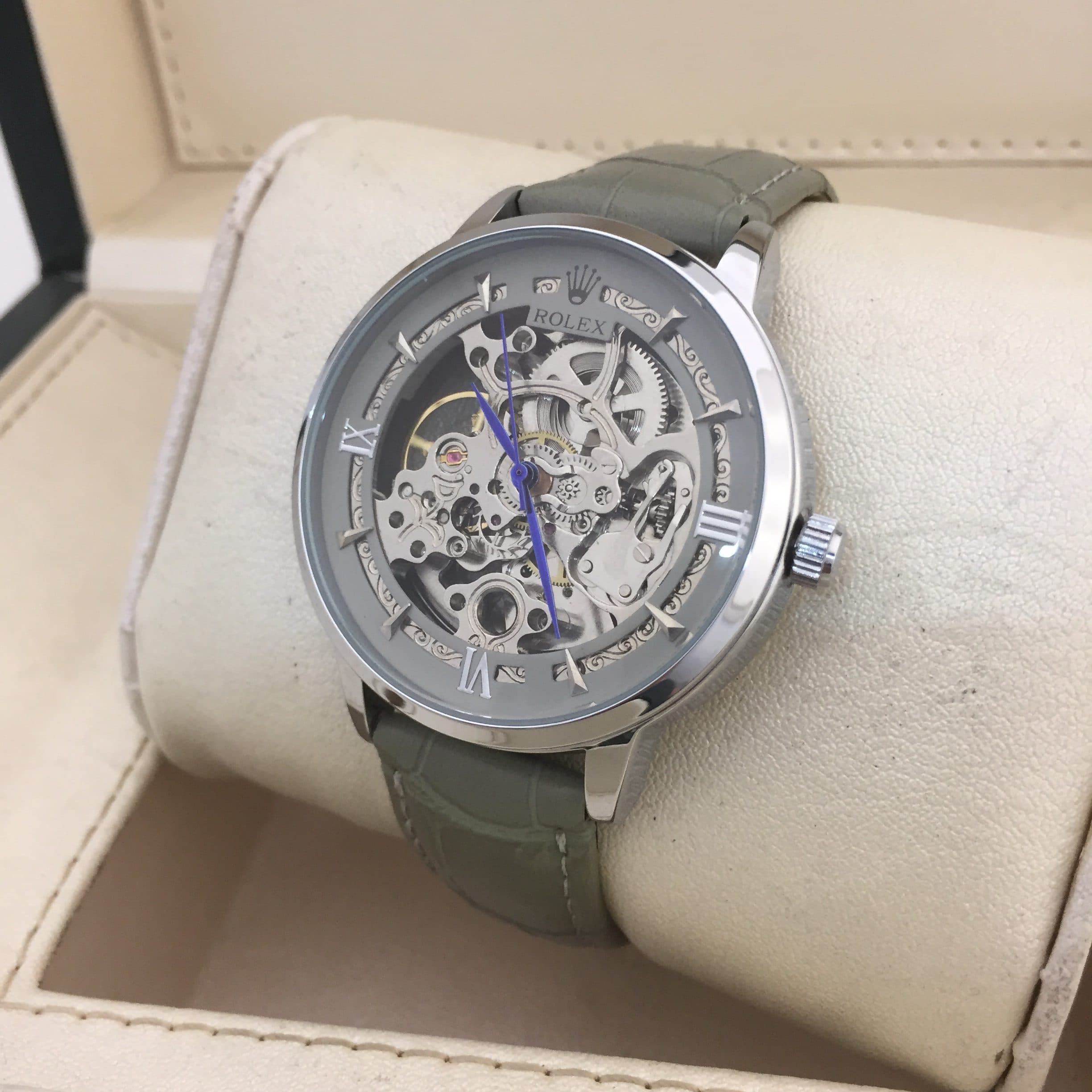ساعت مچی مردانه رولکس اتومات مدل ROLEX-SkilJP06 بند چرمی — تصویر ۴