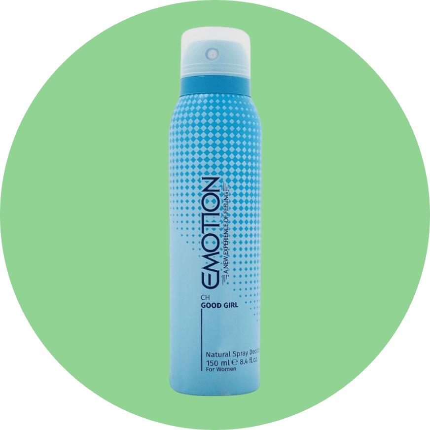 اسپری خوشبو کننده بدن زنانه ایموشن مدل گود گرل حجم 150 میل/Emotion Women’s Body Deodorant Spray, CH GOOD GIRL Model