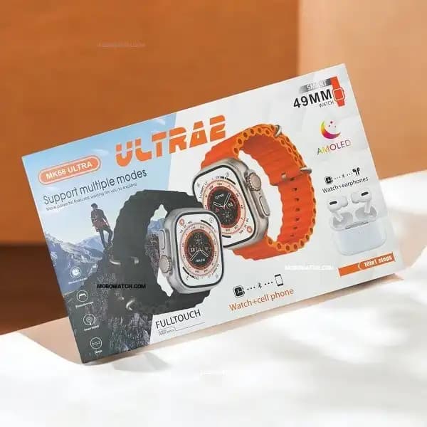 پک ساعت هوشمند MK68 Ultra | همراه ایرپاد و ۸ بند — تصویر ۵