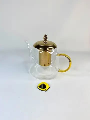 قوری پیرکس مخروطی گرد با فیلتر استیل طلایی 1200 میلی لیتر — تصویر ۳