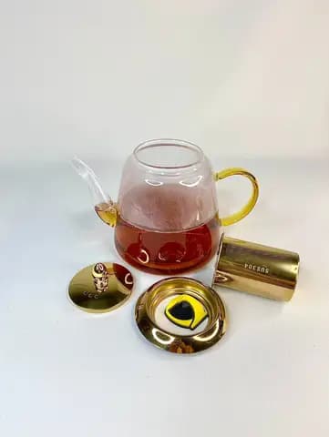 قوری پیرکس مخروطی گرد با فیلتر استیل طلایی 1200 میلی لیتر — تصویر ۴