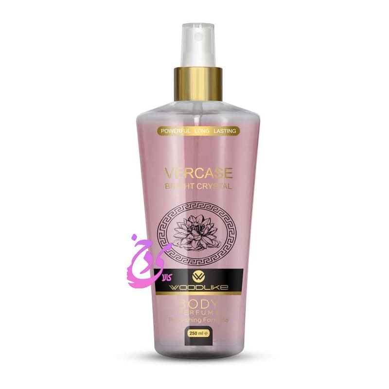 بادی اسپلش زنانه وودلایک مدل ورساچ صورتی (برایت کریستال) Woodlike Vercase Bright Crystal حجم 250 میلی لیتر