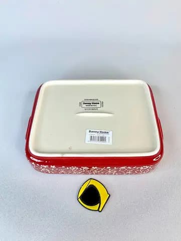 تابه فر سرامیکی مستطیل گل قرمز قطر 15*22 سانتیمتر برند Danny Home — تصویر ۳