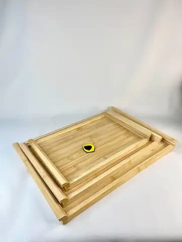 ست سینی بامبو مستطیل دسته خمیده 3 سایز