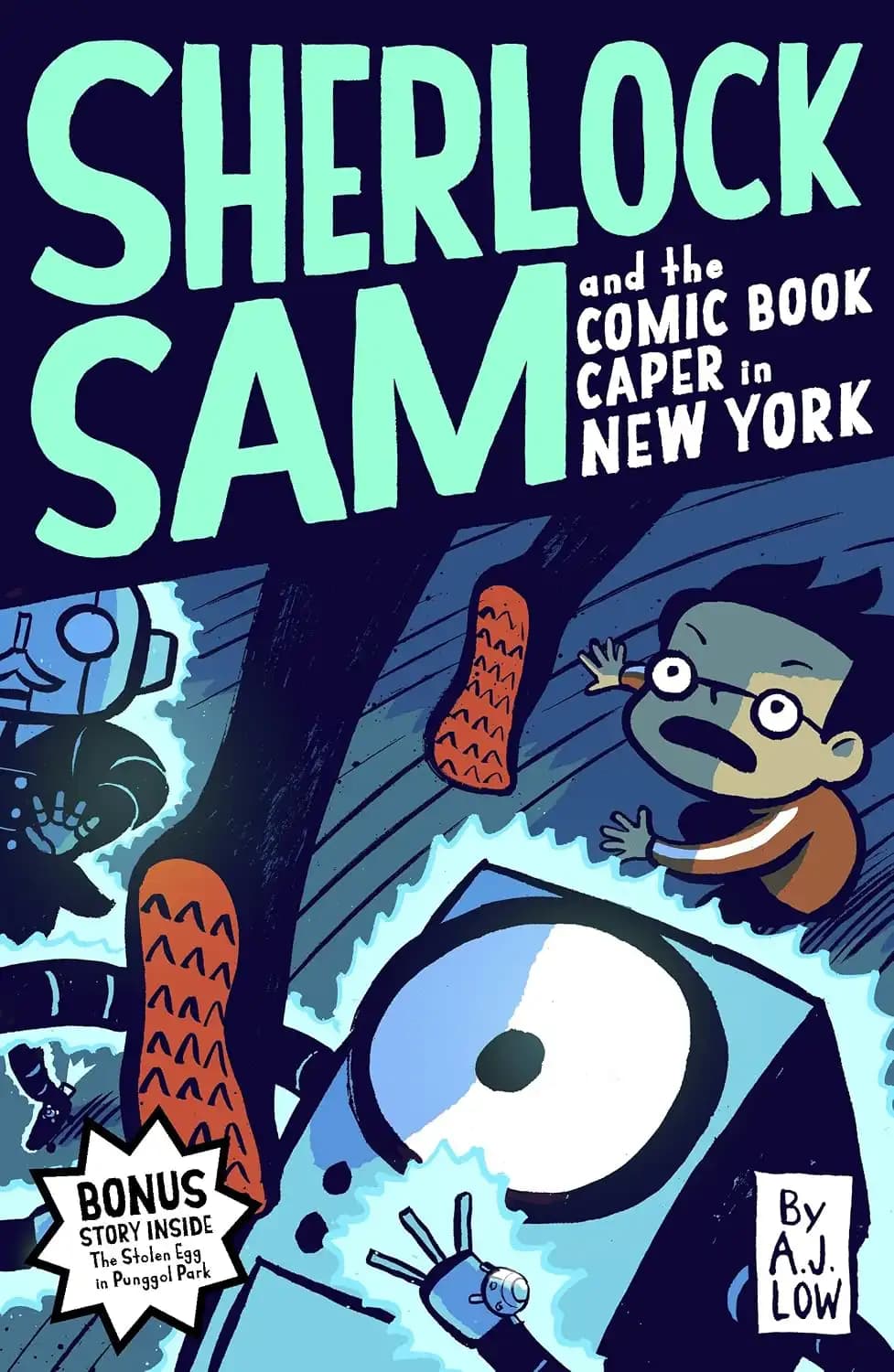 کتاب شرلوک سم و ماجرای جنایی کمیکبوکی در نیویورک (Sherlock Sam and the Comic Book Caper in New York) نسخه انگلیسی PDF | ای. جی. لو