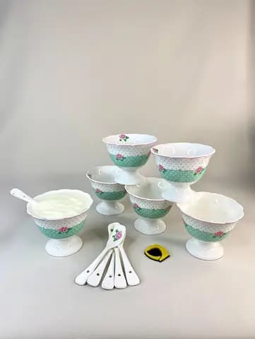 دسر خوری سرامیکی گل رز برند آنجلا — تصویر ۲
