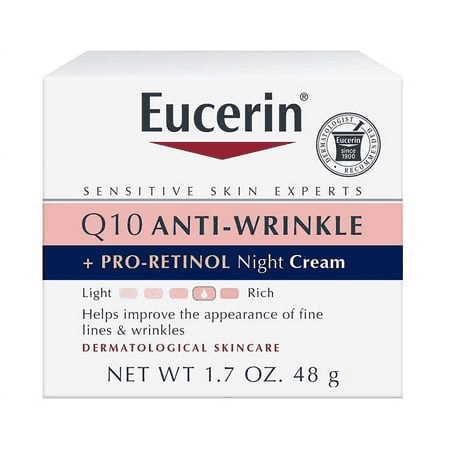 کرم شب ضد چروک اوسرین با کوآنزیم Q10 و پرو رتینول برای پوست حساس Eucerin Q10 Anti-wrinkle + pro-retinol night cream