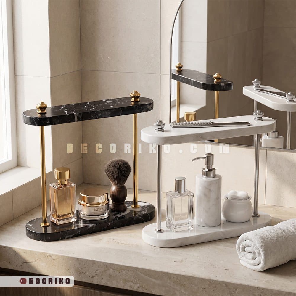 استند رومیزی سنگی دو طبقه مدل Niva نظم دهنده لوازم آرایشی و عطر — تصویر ۳