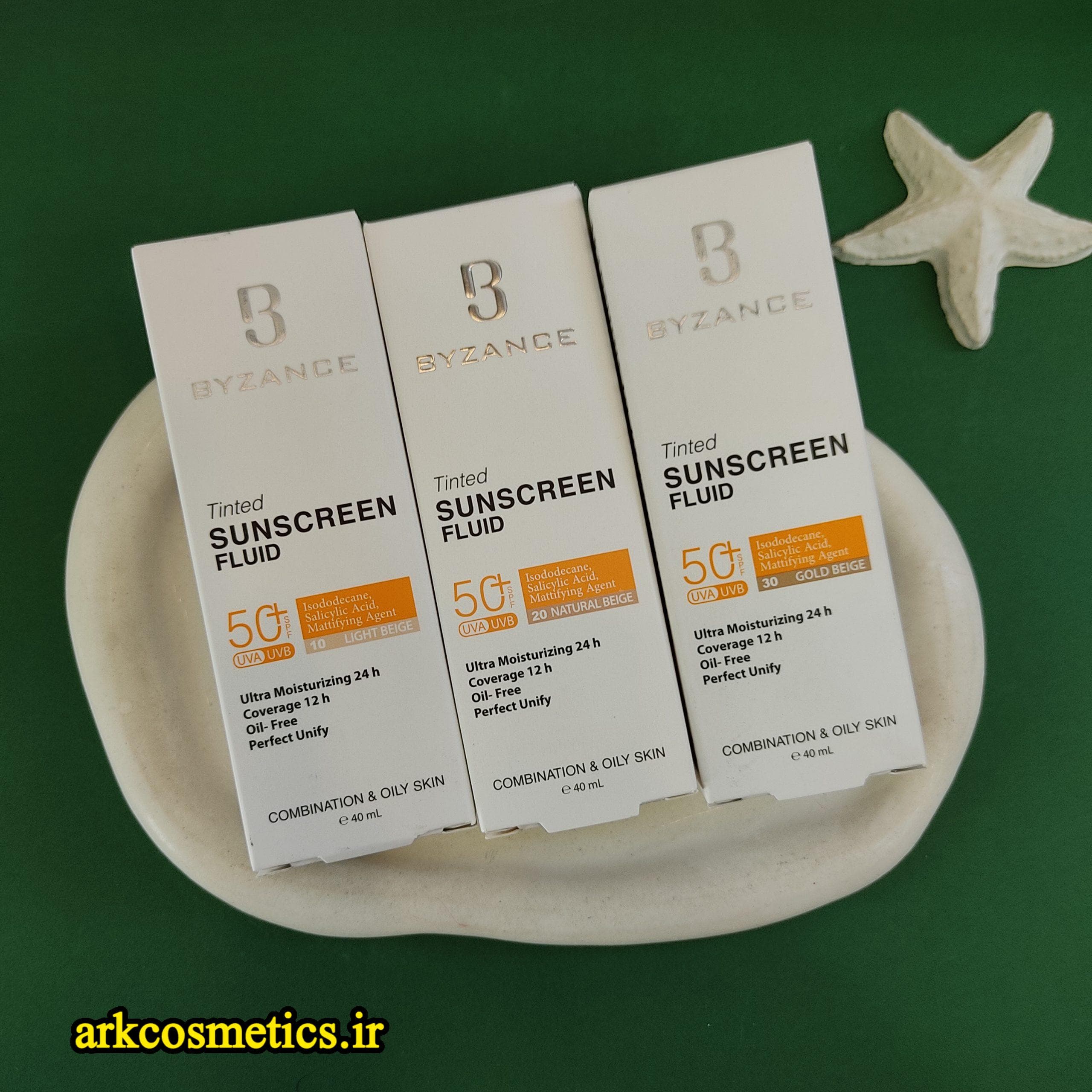 ضدآفتاب رنگی بیزانس SPF50 مناسب پوست چرب