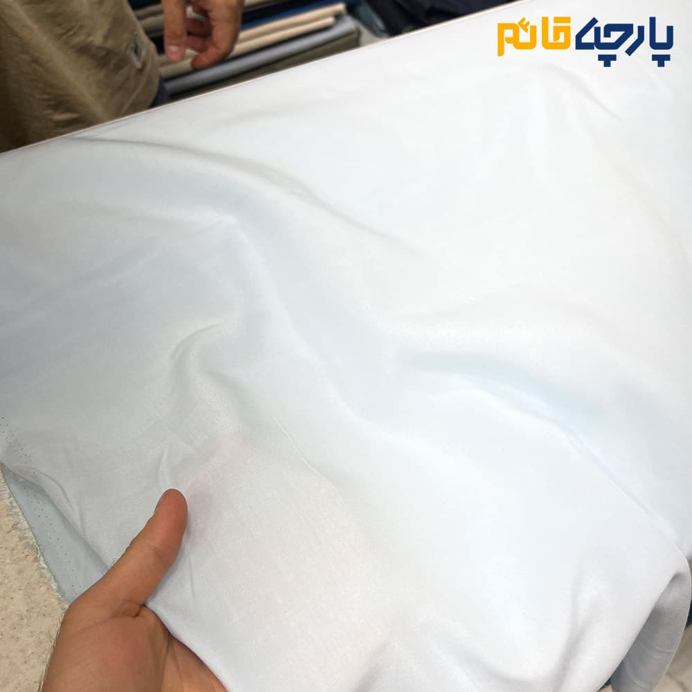 پارچه بهاره و تابستانه وال ساده نخ آلمانی رنگ آبی آسمانی روشن کد ۶۶۶۳ — تصویر ۳