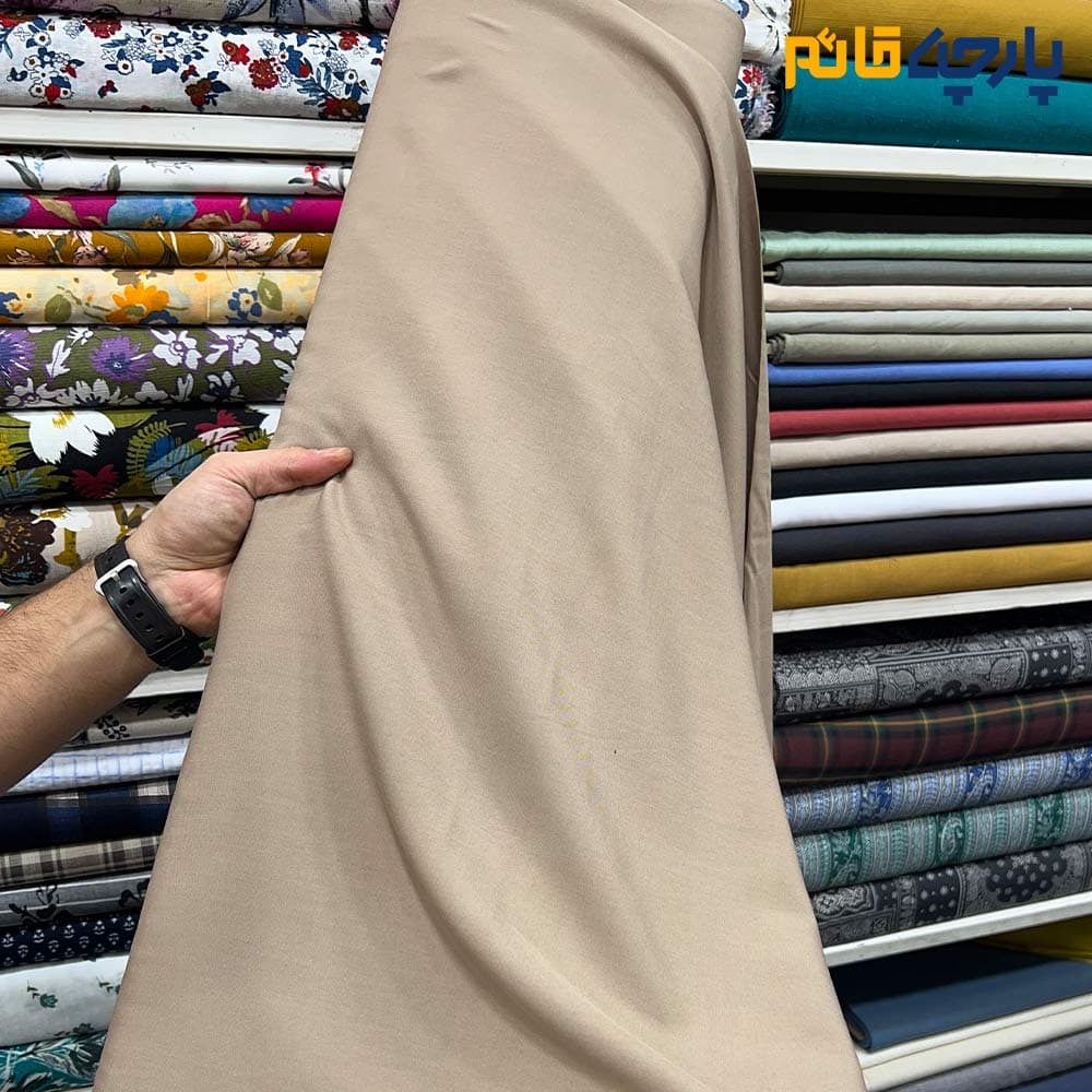 پارچه بهاره و تابستانه وال ساده نخ آلمانی رنگ کرم نسکافه ای متوسط کد ۶۶۵۹