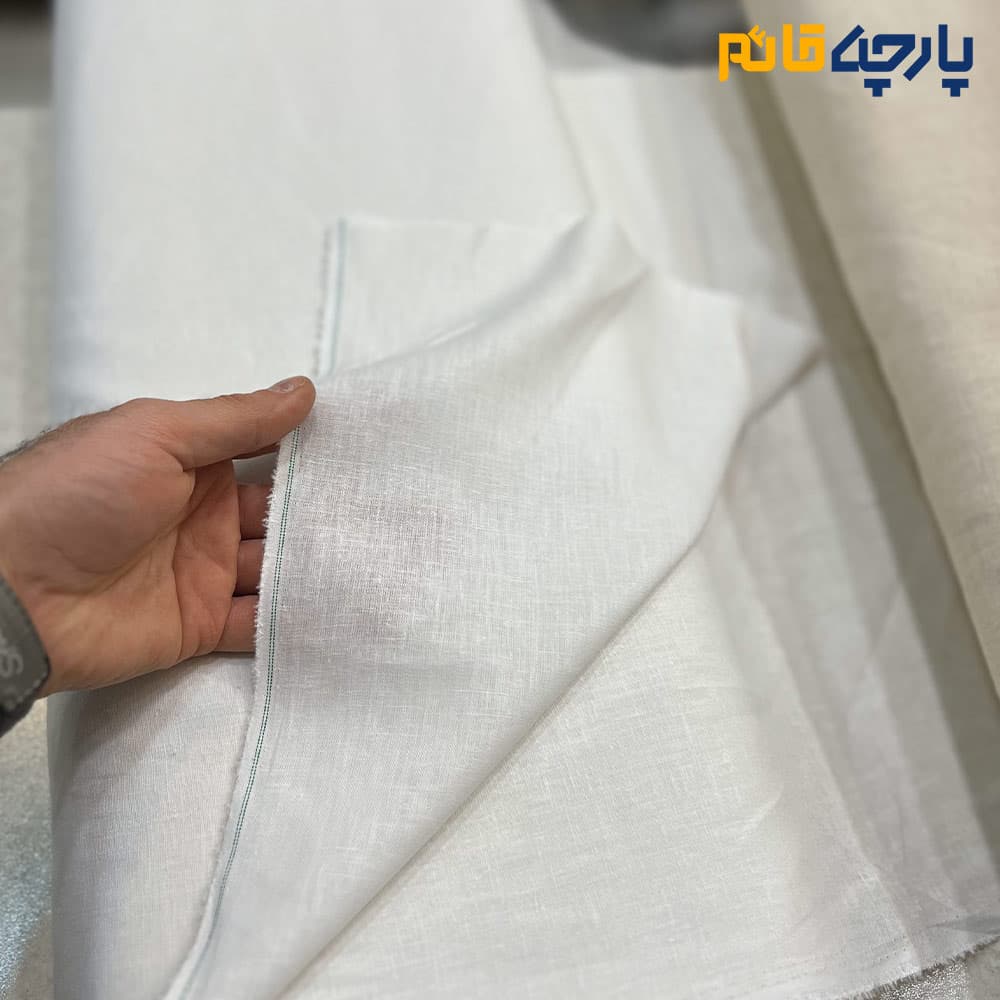 پارچه بهاره تابستانه لینن ایتالیایی رنگ سفید عرض ۱۴۵ کد 5703