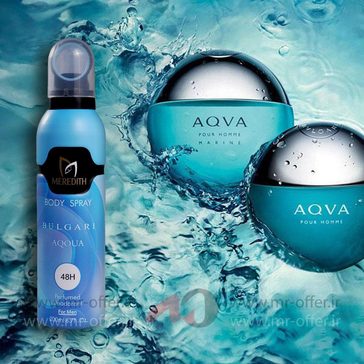 اسپری خوشبو کننده بدن مردیت مدل Bulgari Aqoua حجم 200 میلی لیتر — تصویر ۲