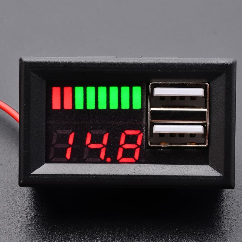 ماژول نمایشگر سطح شارژ باترى اسیدی روپنلی 12V دارای 2 خروجی USB — تصویر ۳