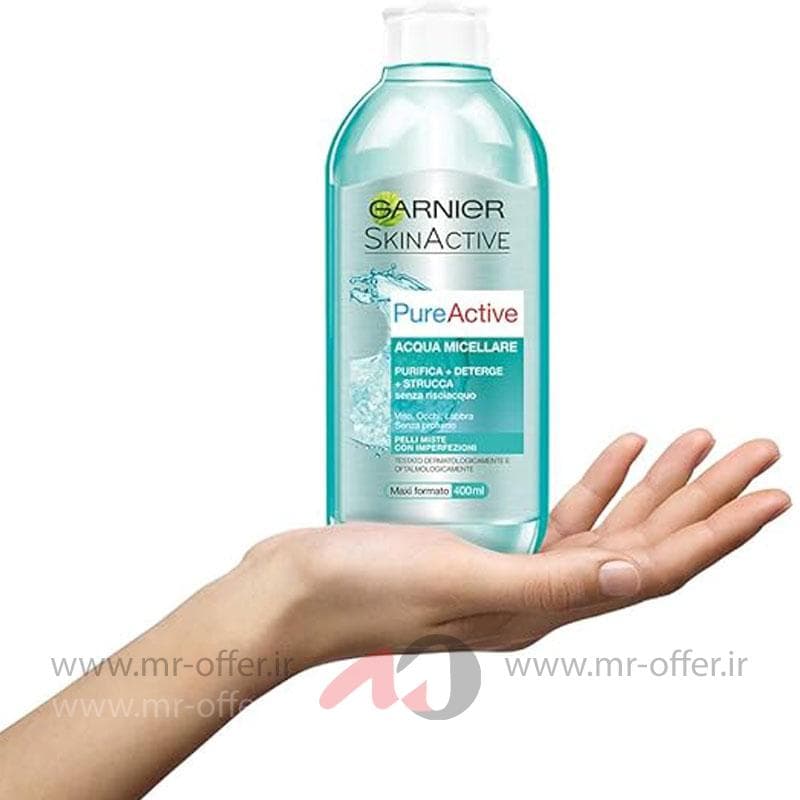 محلول میسلار واتر گارنیر مدل pure active حجم 400 میلی لیتر — تصویر ۳